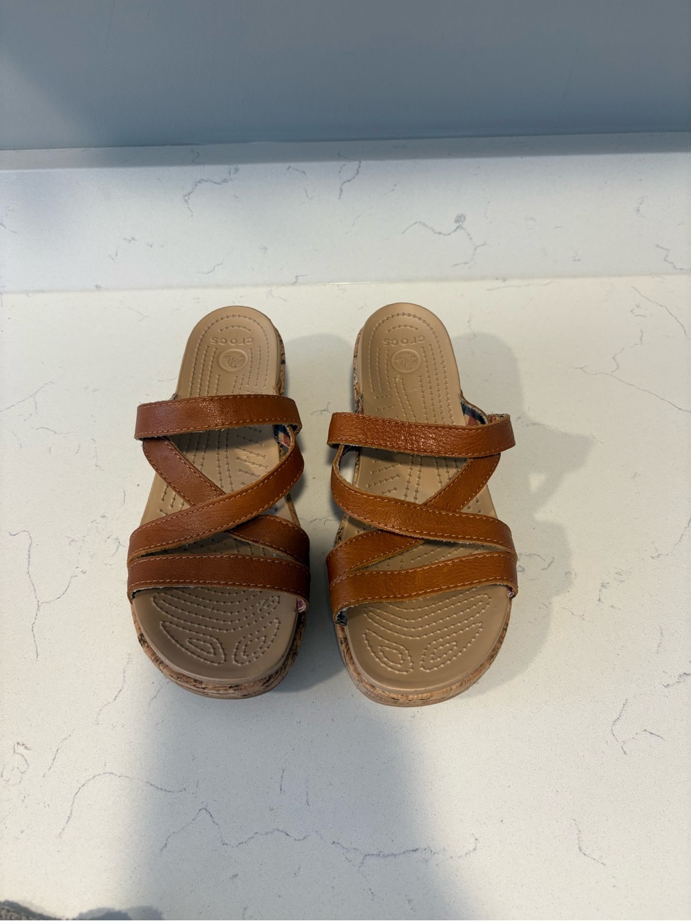Crocs Brown Strappy Slide Sandals